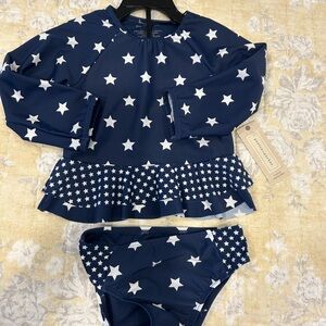 Toddler Girls Peyton Parker Navy and White Swimwear Set.  Size 5T